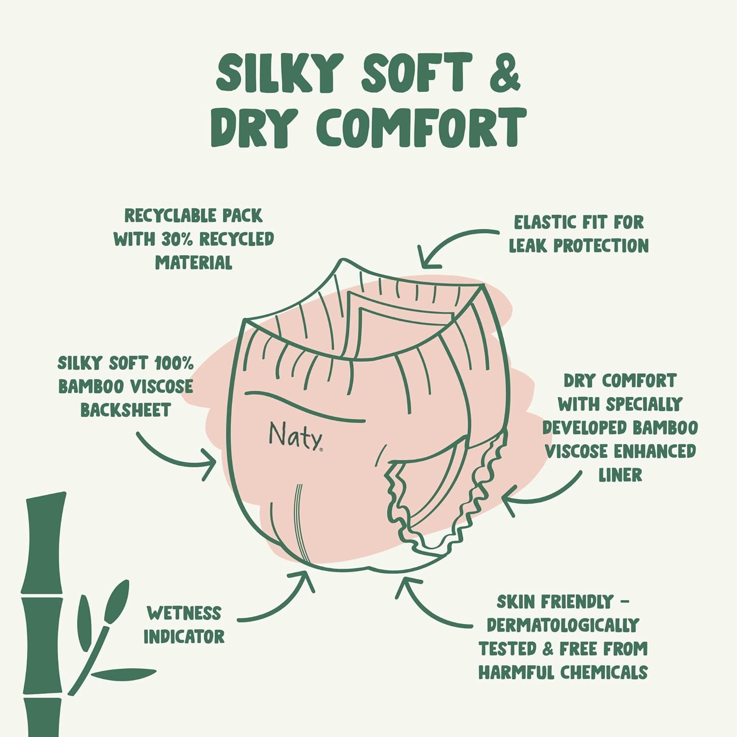 image:imageNaty Bamboo Viscose Training Pants Silky Soft Potty Training Underwear Plant Based Pull ups Dermatologically Tested for Sensitive Skin amp Super Absorbent Size 6 68 CountSize 3