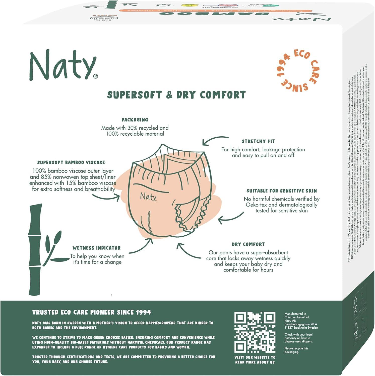 image:imageNaty Bamboo Viscose Training Pants Silky Soft Potty Training Underwear Plant Based Pull ups Dermatologically Tested for Sensitive Skin amp Super Absorbent Size 6 68 CountSize 3