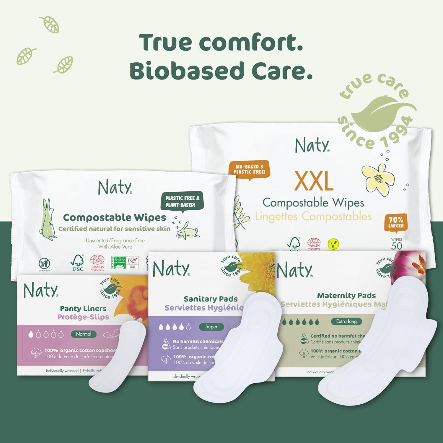 image:imageNaty Panty Liners Large 100 Certified Organic Cotton Top Sheet SkinSafe Unscented 0 Conventional Plastic Comfortable amp Breathable 28 LinersBio Large 28 Count