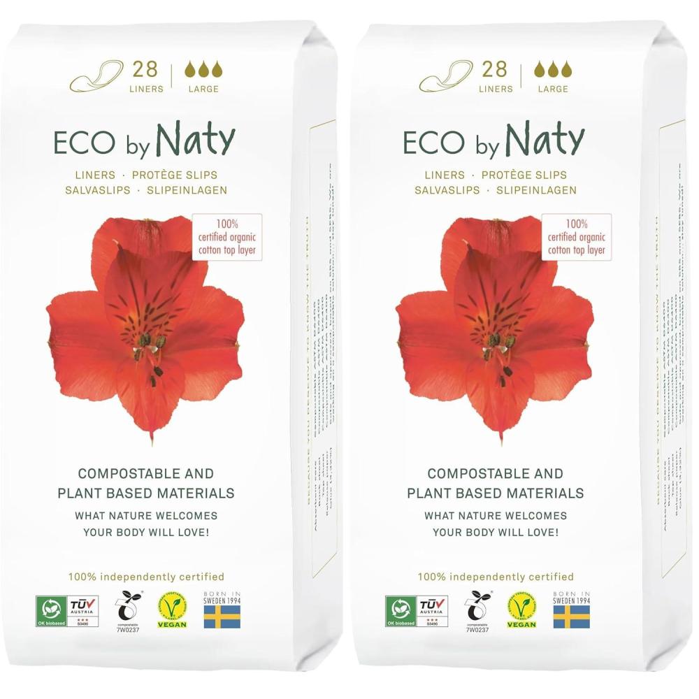 image:imageNaty Panty Liners Large  100 Certified Organic Cotton Top Sheet  SkinSafe  Unscented 0 Conventional Plastic  Comfortable amp Breathable  28 LinersLarge 28 Count Pack of 2