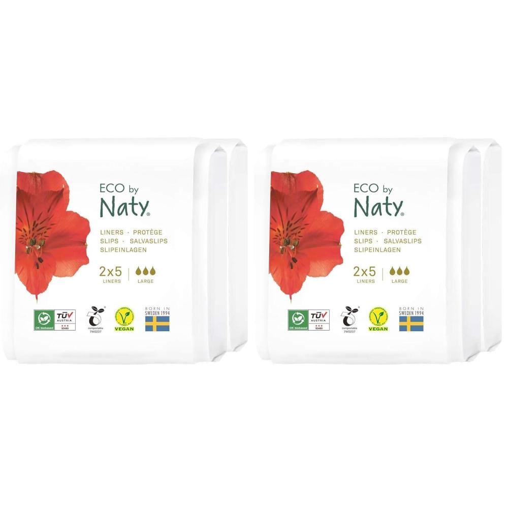 image:imageNaty Panty Liners Large  100 Certified Organic Cotton Top Sheet  SkinSafe  Unscented 0 Conventional Plastic  Comfortable amp Breathable  28 LinersLarge 2x5 Count Pack of 2