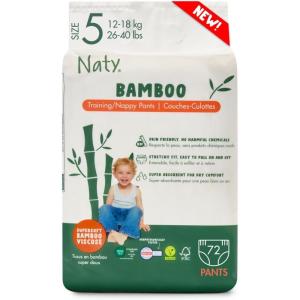 Naty Bamboo Viscose Training Pants – Silky Soft, Potty Training Underwear, Plant Based Pull ups, Dermatologically Tested for Sensitive Skin & Super Absorbent (Size 6, 68 Count)(Size 5)