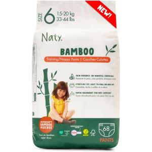 Naty Bamboo Viscose Training Pants – Silky Soft, Potty Training Underwear, Plant Based Pull ups, Dermatologically Tested for Sensitive Skin & Super Absorbent (Size 6, 68 Count)(Size 6)