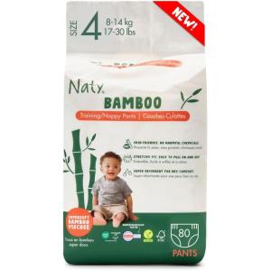Naty Bamboo Viscose Training Pants – Silky Soft, Potty Training Underwear, Plant Based Pull ups, Dermatologically Tested for Sensitive Skin & Super Absorbent (Size 6, 68 Count)(Size 4)