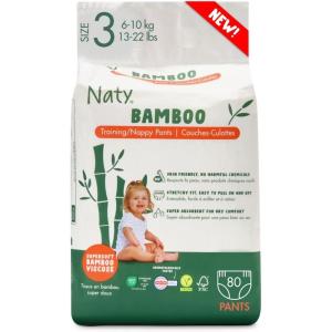 Naty Bamboo Viscose Training Pants – Silky Soft, Potty Training Underwear, Plant Based Pull ups, Dermatologically Tested for Sensitive Skin & Super Absorbent (Size 6, 68 Count)(Size 3)