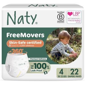 Naty FreeMovers Pull Up Training Pants for Sensitive Skin | Hypoallergenic Potty Training Underwear | Absorbent & Leak-Proof for Toddler | Soft, Unscented| Size 4, 2T–3T (18–33 lbs), 22 Count(Size 4 (22 Count))