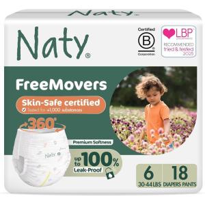 Naty FreeMovers Pull Up Training Pants for Sensitive Skin | Hypoallergenic Potty Training Underwear | Absorbent & Leak-Proof for Toddler | Soft, Unscented| Size 4, 2T–3T (18–33 lbs), 22 Count(Size 6 (18 Count))