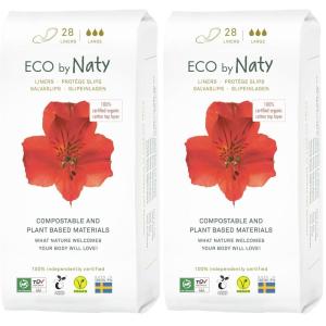 Naty Panty Liners Large | 100% Certified Organic Cotton Top Sheet | Skin-Safe | Unscented, 0% Conventional Plastic | Comfortable & Breathable | 28 Liners(Large (28 Count) (Pack of 2))