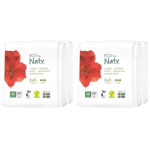 Naty Panty Liners Large | 100% Certified Organic Cotton Top Sheet | Skin-Safe | Unscented, 0% Conventional Plastic | Comfortable & Breathable | 28 Liners(Large (2×5 Count) (Pack of 2))