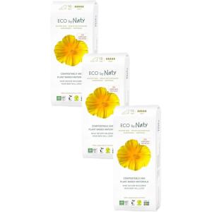 Naty Sanitary Pads Night with Wings | 100% Certified Organic Cotton top Sheet | Certified Skin-Safe | Without Perfume, 0% Conventional Plastic| Absorbent Protection Night| 10 Pads(Night  10 Count (Pack of 3))